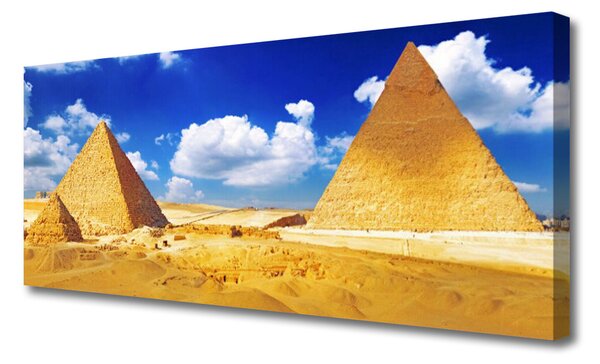 Tablou pe panza canvas Desert Piramidele Peisaj Galben Albastru