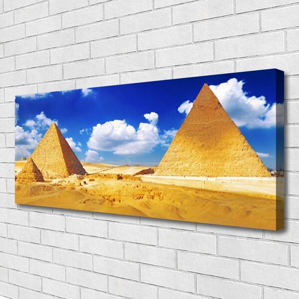 Tablou pe panza canvas Desert Piramidele Peisaj Galben Albastru