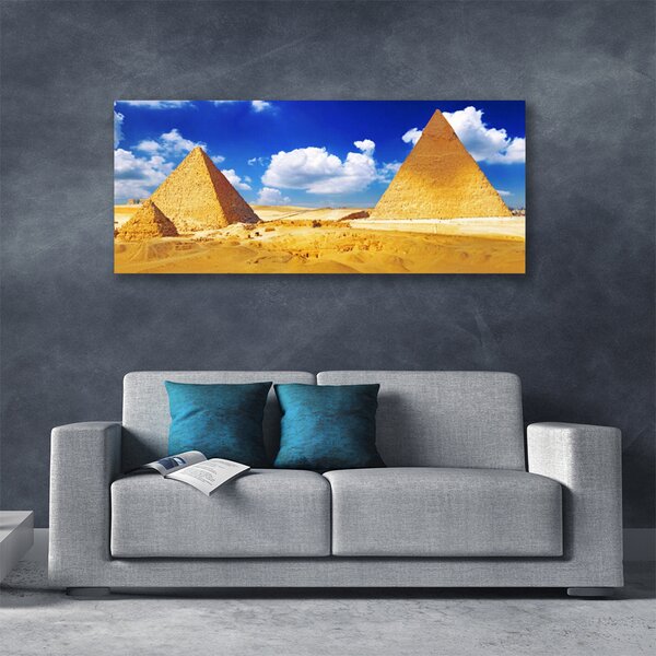 Tablou pe panza canvas Desert Piramidele Peisaj Galben Albastru