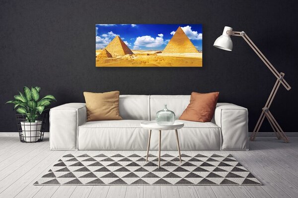 Tablou pe panza canvas Desert Piramidele Peisaj Galben Albastru