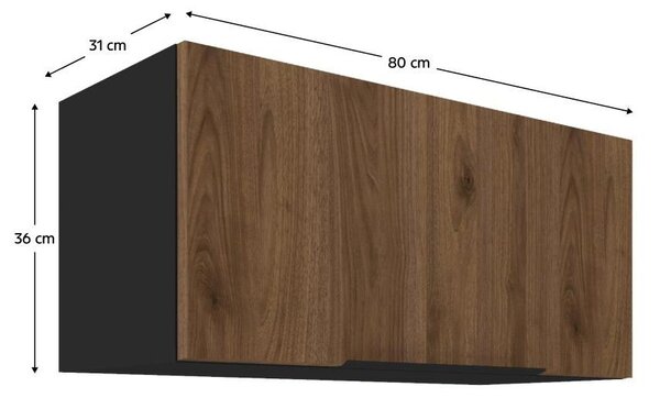 Dulap superior de bucătărie Monzesa 80 GU 36 1F (nuc okapi + negru) . 1097090