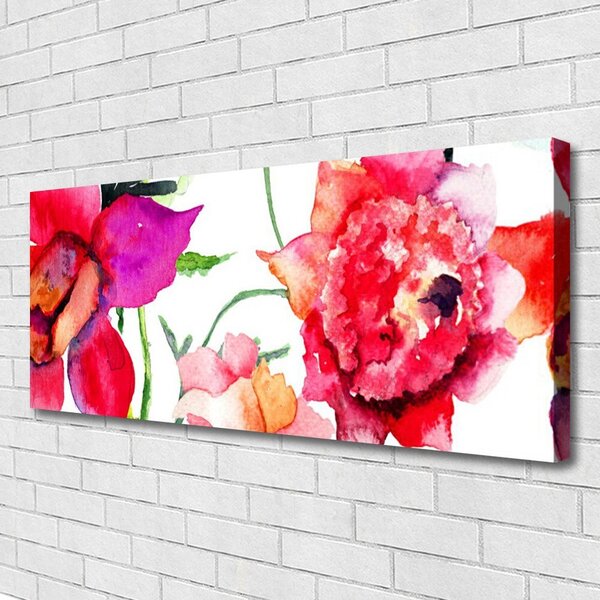 Tablou pe panza canvas Flori Art Rosu Roz Verde