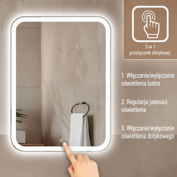 Venti Prima oglindă 50x70 cm dreptunghiular cu iluminare 5905951180106