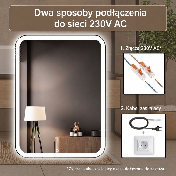Venti Prima oglindă 50x70 cm dreptunghiular cu iluminare 5905951180106