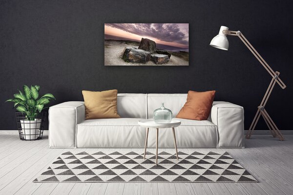 Tablou pe panza canvas Rock Peisaj Gri Roz