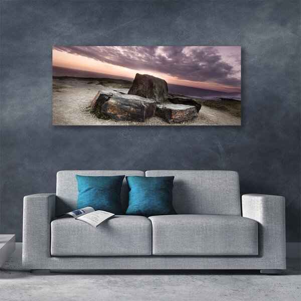 Tablou pe panza canvas Rock Peisaj Gri Roz