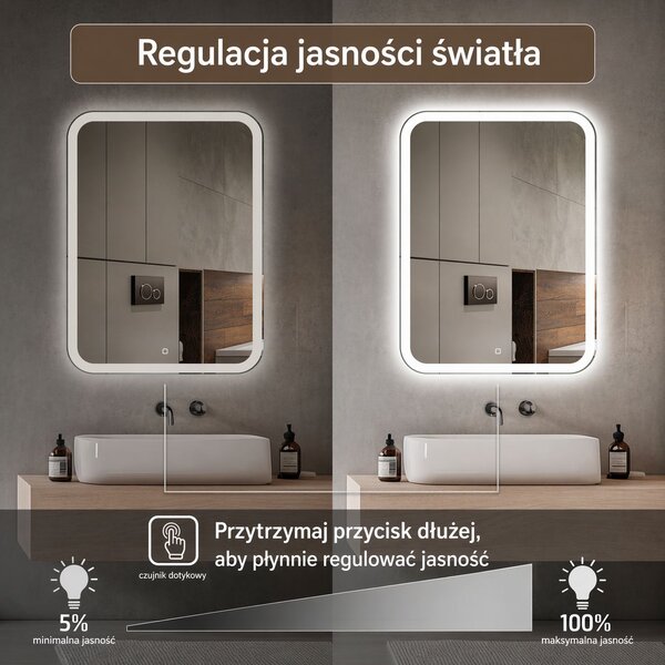 Venti Prima oglindă 50x70 cm dreptunghiular cu iluminare 5905951180106