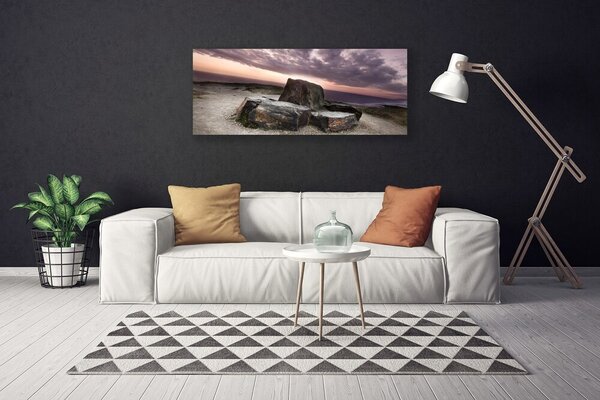 Tablou pe panza canvas Rock Peisaj Gri Roz