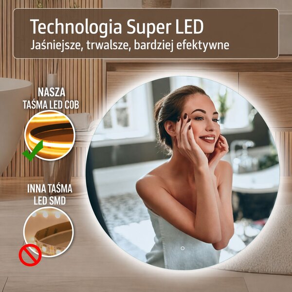 Venti Koło Led oglindă 50x50 cm rotund cu iluminare 5905951180212