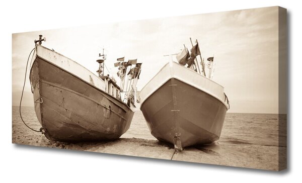 Tablou pe panza canvas Ambarcațiuni Peisaj Sepia