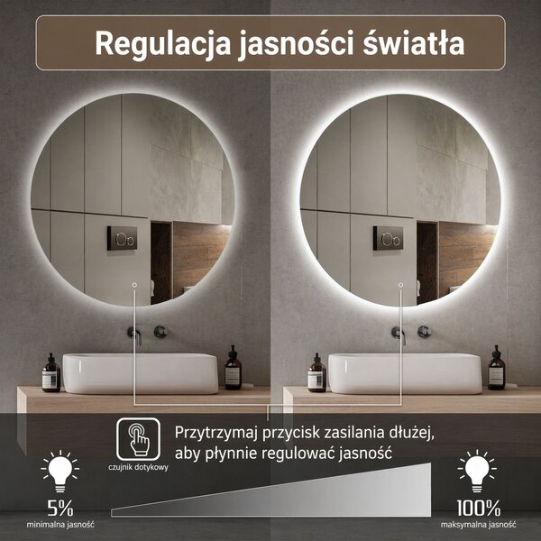 Venti Koło Led oglindă 50x50 cm rotund cu iluminare 5905951180212