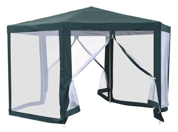 KONDELA Pavilion cort pentru grădină, 3,9x2,5x3,9m, verde / alb, RINGE TIP 1 6 laturi