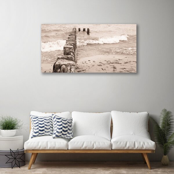 Tablou pe panza canvas Sea Beach Arhitectura Sepia