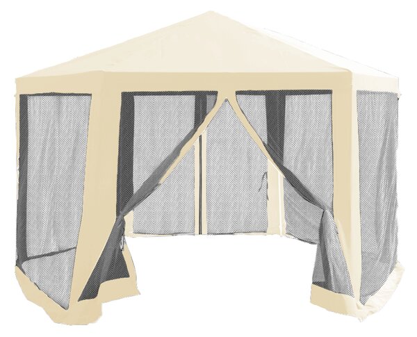 KONDELA Pavilion cort pentru grădină, 3,9x2,5x3,9m, bej / negru, RINGE TIP 2 + 6 laturi