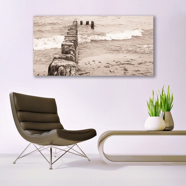 Tablou pe sticla Sea Beach Arhitectura Sepia