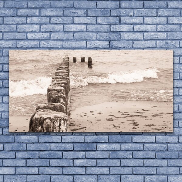 Tablou pe sticla Sea Beach Arhitectura Sepia