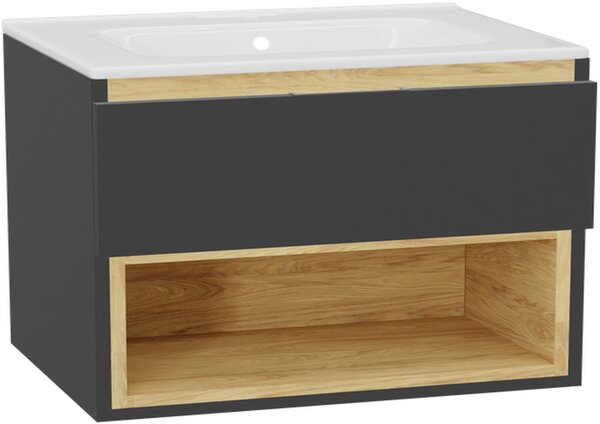 Excellent Tuto 2.0 corp dulap 80x46.5x50 cm sub chiuveta pe perete gri-stejar MLEX.2171.800.GRBL