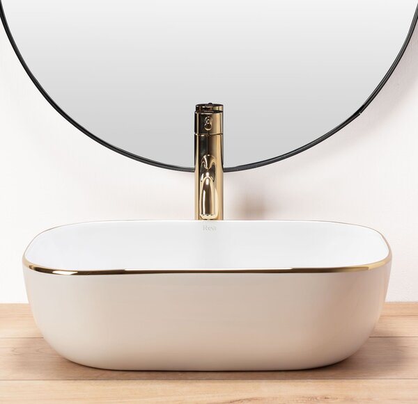 Lavoar pentru blat Rea Belinda Auriu Gold Edge