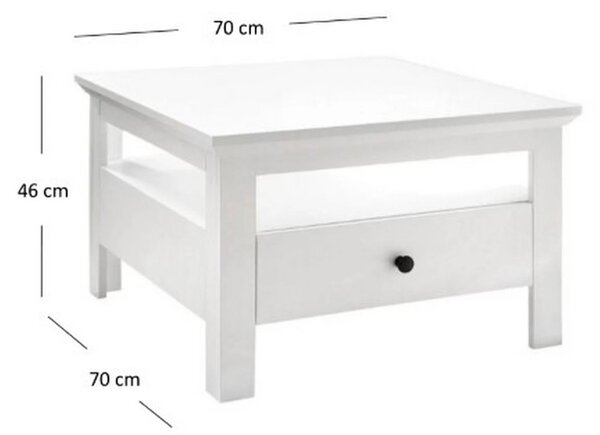 Masuta mica alba BRANDSON, alb, PAL laminat, 70x70x46 cm