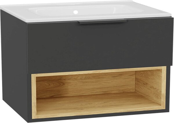 Excellent Tuto 2.0 corp dulap 80x46.5x50 cm sub chiuveta pe perete gri-stejar MLEX.2171.800.GRBL