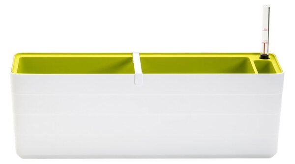 Ghiveci cu sistem de auto-irigare Plastia Berberis, lungime 59 cm, alb - verde