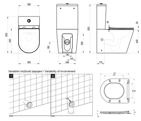 Ravak Elegant wc compact cu capac soft-close alb X01872