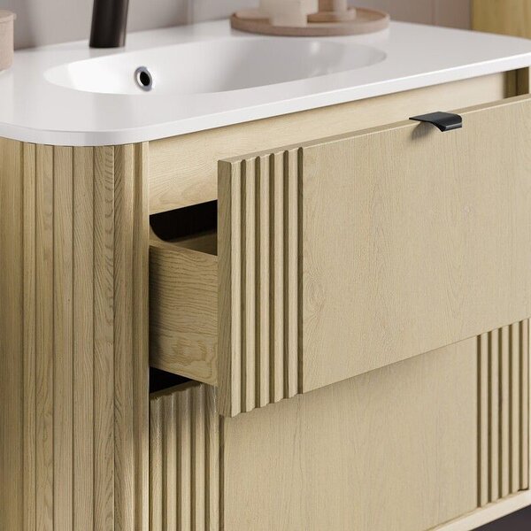 Set dulap Comad Ovalia Cremona OVALIA CREMONA 82-80-46-2S, lavoar Comad Pure PURE WHITE GLOSS UM 80-46