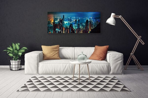 Tablou pe panza canvas Oraș Case Albastru Galben