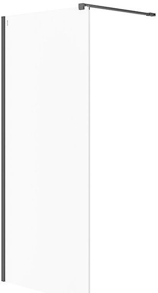 Cersanit Mille perete cabină de duș walk-in 90 cm negru mat/sticla transparentă S161-008