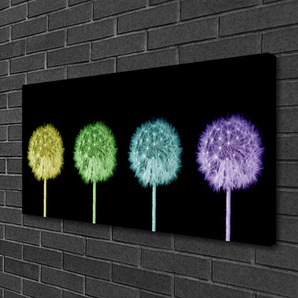 Tablou pe panza canvas Păpădie Floral Galben Verde Albastru Violet