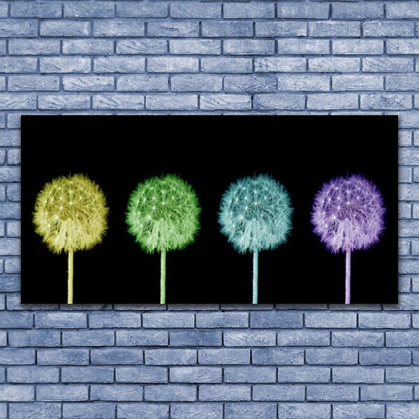 Tablou pe panza canvas Păpădie Floral Galben Verde Albastru Violet