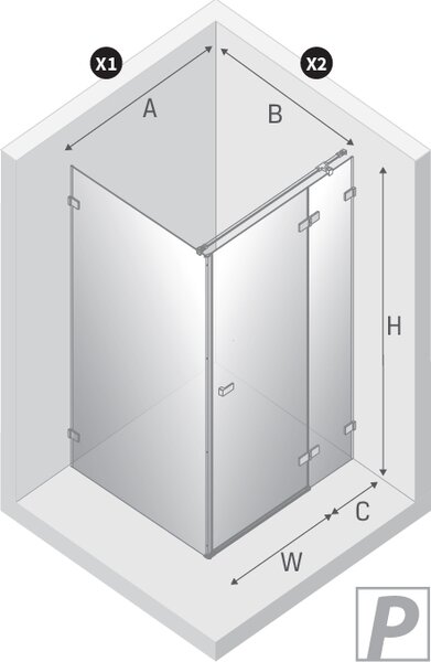 New Trendy Avexa Nickel Brushed cabină de duș 90x90 cm pătrat nichel periat/sticlă transparentă EXK-8509