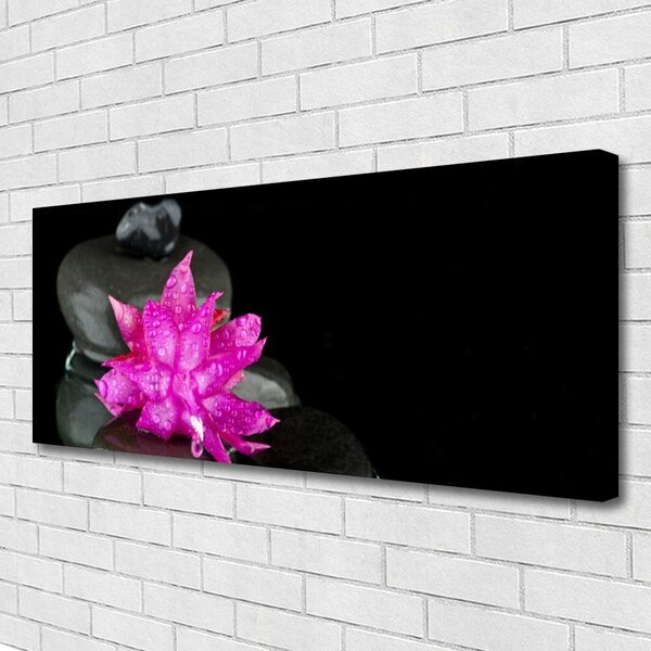 Tablou pe panza canvas Pietrele florale flori roz gri