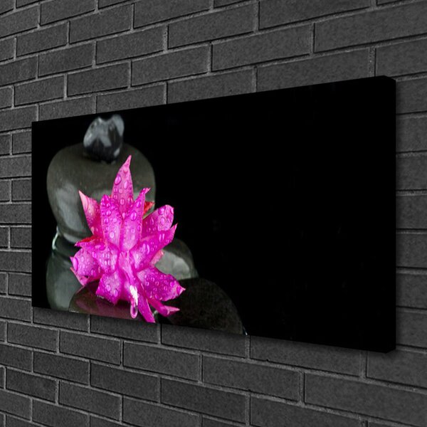 Tablou pe panza canvas Pietrele florale flori roz gri
