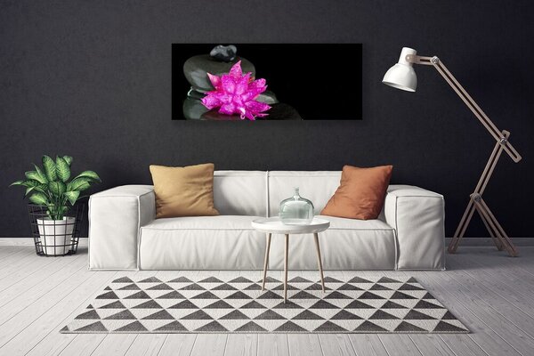 Tablou pe panza canvas Pietrele florale flori roz gri