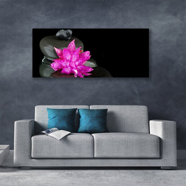 Tablou pe panza canvas Pietrele florale flori roz gri
