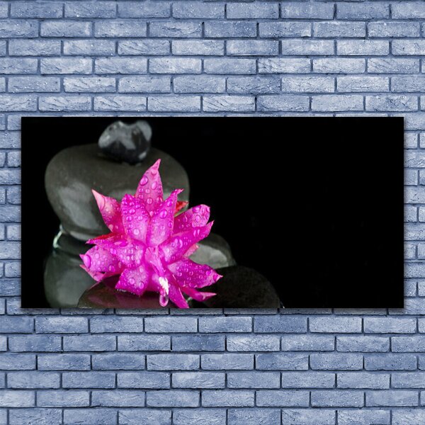 Tablou pe panza canvas Pietrele florale flori roz gri