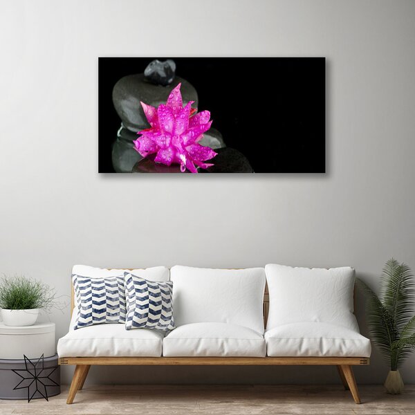 Tablou pe panza canvas Pietrele florale flori roz gri