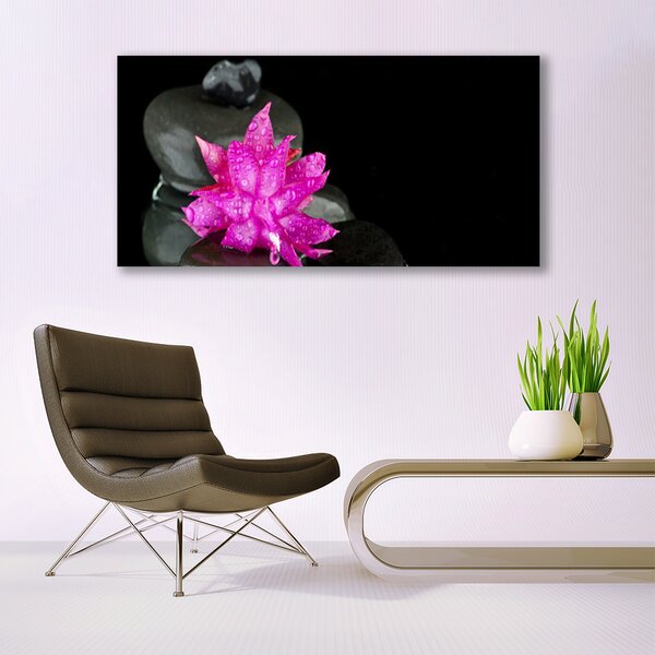 Tablou pe panza canvas Pietrele florale flori roz gri