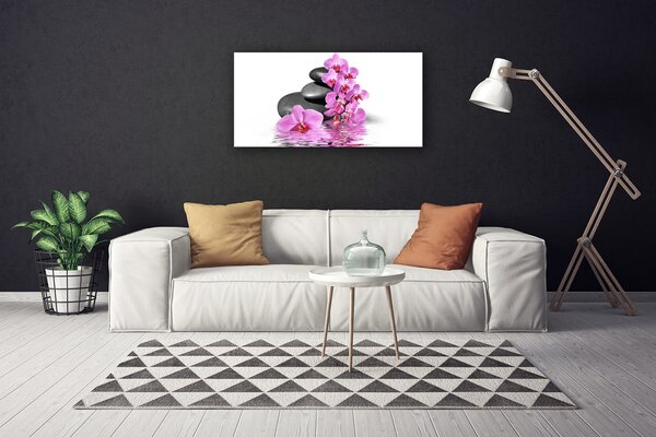 Tablou pe panza canvas Pietrele florale flori roz gri