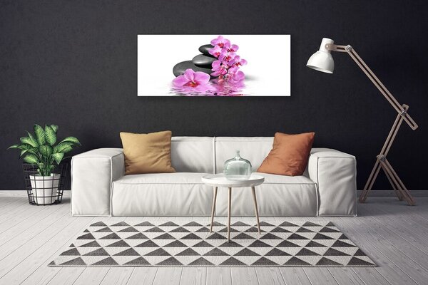 Tablou pe panza canvas Pietrele florale flori roz gri