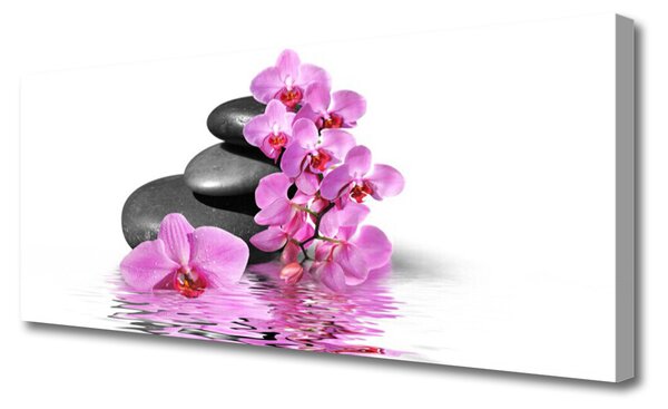Tablou pe panza canvas Pietrele florale flori roz gri