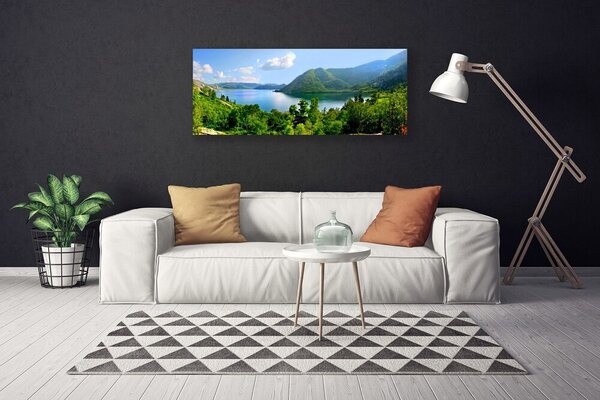 Tablou pe panza canvas Pădure Munți Lac Peisaj Verde Albastru