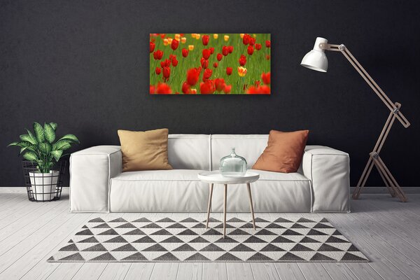 Tablou pe panza canvas Lalele Natura Brun Galben Verde