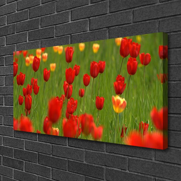 Tablou pe panza canvas Lalele Natura Brun Galben Verde
