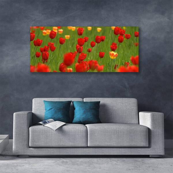 Tablou pe panza canvas Lalele Natura Brun Galben Verde