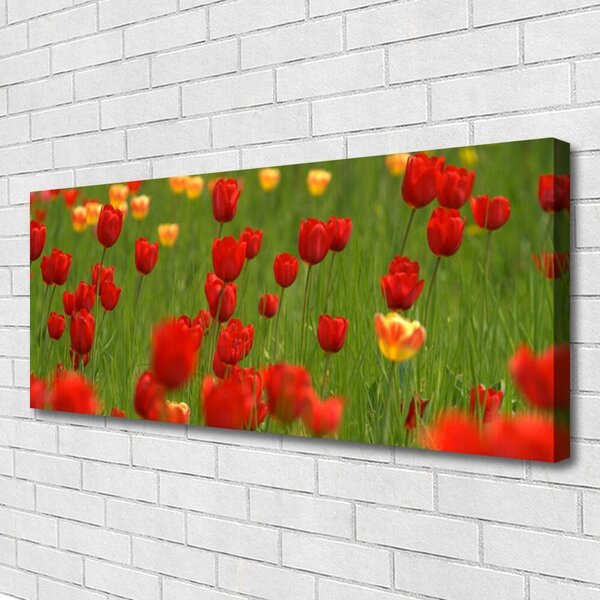Tablou pe panza canvas Lalele Natura Brun Galben Verde