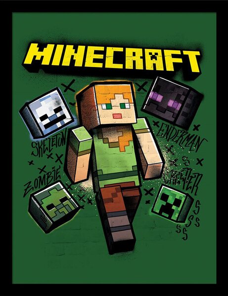 Poster înrămat Minecraft - Alex