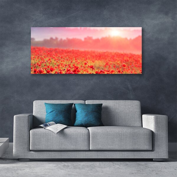 Tablou pe panza canvas Flori Meadow Natura Roșu Verde