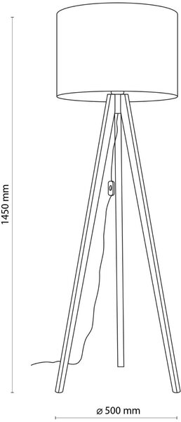 TK Lighting Grand lampă de podea 1x15 W negru-lemn 16005
